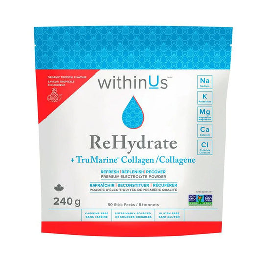 WithinUs Rehydrate Organic Tropical Flavour 50 x stick packs